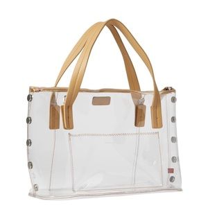 New Hammitt Medium Addie Clear/Tan Toast Stadium Crossbody Bag